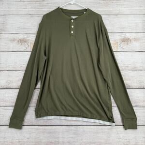Jack Spade Bleeker Street Henley Shirt Mens XL Army Green Stretch